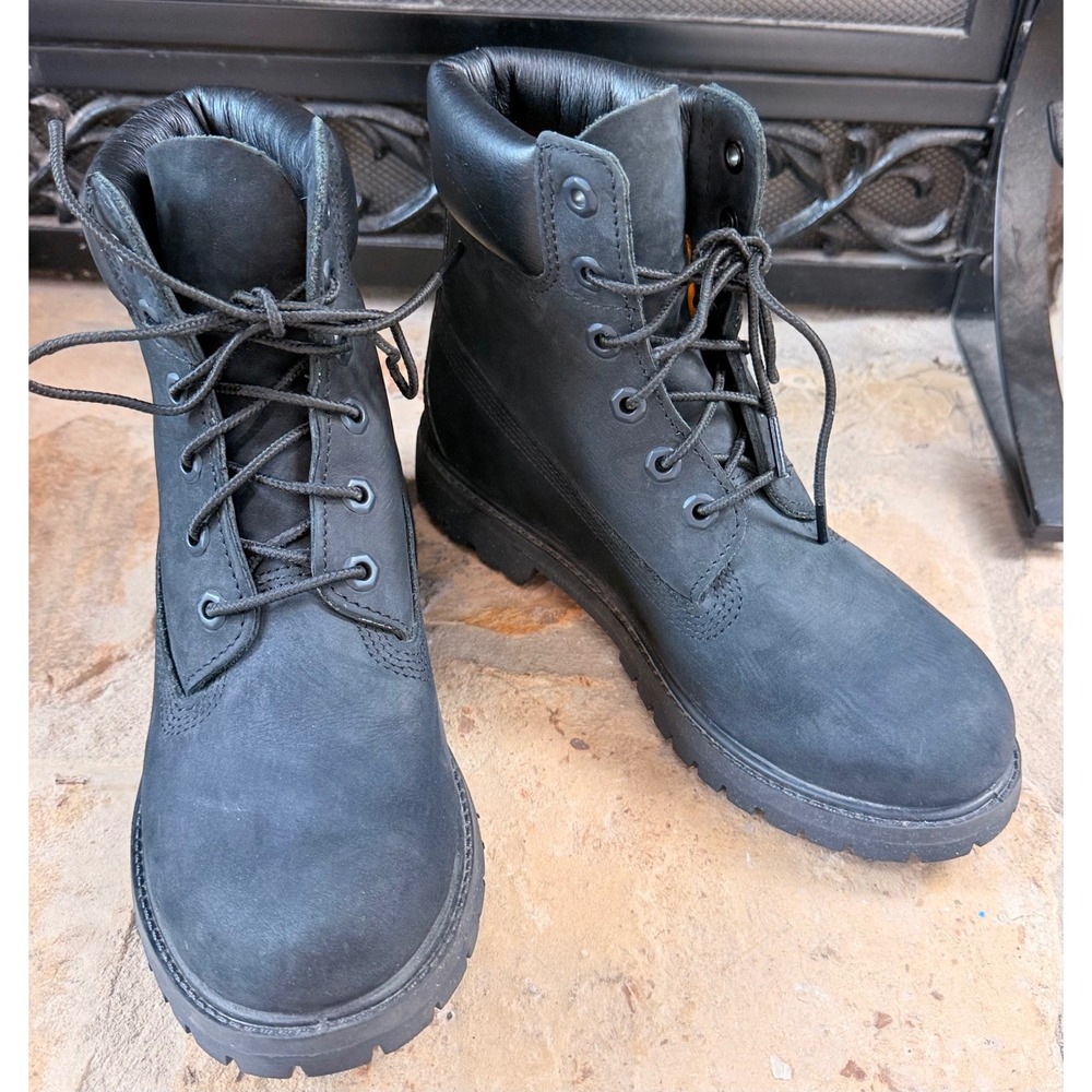 Timberland 8658A Women's 8 Black 6" Premium Waterproof‎ Nubuck Leather Boots